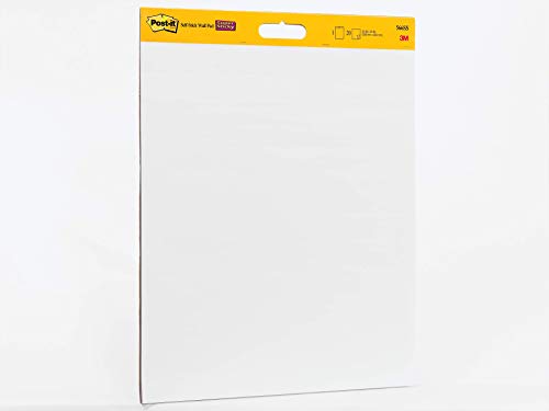 Post-it Super StickyWall Pad, 20 in x 23 in, White, 20 Sheets/Pad, Mounts to Surfaces with Command Strips Included, 1 Pad/Pack (566SS)