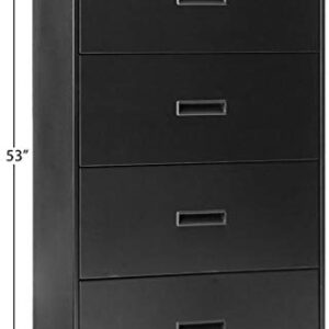 HON Filing Cabinet - 400 Series Four-Drawer Lateral File Cabinet, 30w x 19-1/4d x 53-1/4h, Black, (434LP)