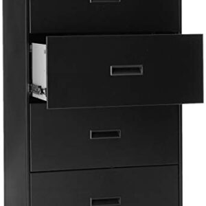 HON Filing Cabinet - 400 Series Four-Drawer Lateral File Cabinet, 30w x 19-1/4d x 53-1/4h, Black, (434LP)