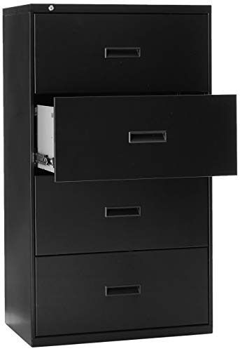 HON Filing Cabinet - 400 Series Four-Drawer Lateral File Cabinet, 30w x 19-1/4d x 53-1/4h, Black, (434LP)