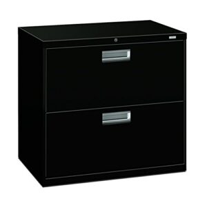 hon brigade 2-drawer filing cabinet - 600 series lateral metal file cabinet, 30"w by 19-1/4"d, black (h672)