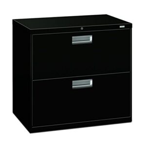 HON Brigade 2-Drawer Filing Cabinet - 600 Series Lateral Metal File Cabinet, 30"W by 19-1/4"D, Black (H672)