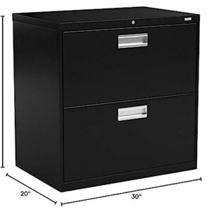 HON Brigade 2-Drawer Filing Cabinet - 600 Series Lateral Metal File Cabinet, 30"W by 19-1/4"D, Black (H672)