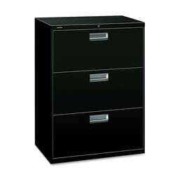 hon 673lp 600 series 30-inch by 19-1/4-inch 3-drawer lateral file, black