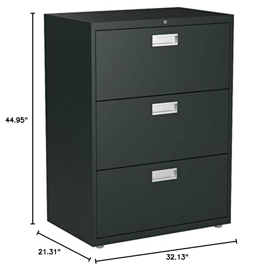 HON Brigade 600 Series Lateral File, 3 Legal/Letter-Size File Drawers, Charcoal, 30" X 18" X 39.13"