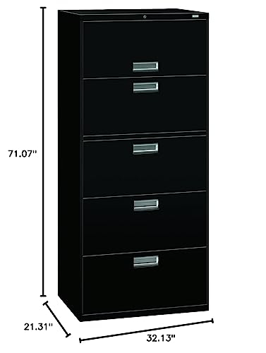 HON 675LP 600 Series 30-Inch by 19-1/4-Inch 5-Drawer Lateral File, Black