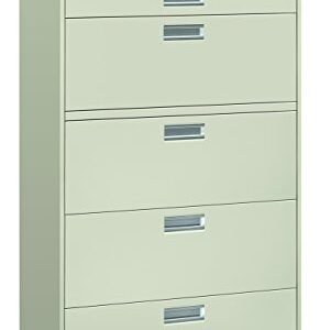 HON Brigade 600 Series Lateral File, 4 Legal/Letter-Size File Drawers, 1 Roll-Out File Shelf, Light Gray, 36" X 18" X 64.25"