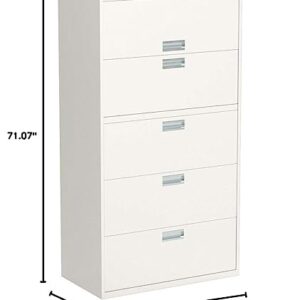 HON Brigade 600 Series Lateral File, 4 Legal/Letter-Size File Drawers, 1 Roll-Out File Shelf, Light Gray, 36" X 18" X 64.25"