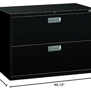 HON Brigade 600 Series Lateral File, 2 Legal/Letter-Size File Drawers, Black, 42" X 18" X 28"