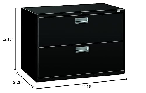 HON Brigade 600 Series Lateral File, 2 Legal/Letter-Size File Drawers, Black, 42" X 18" X 28"