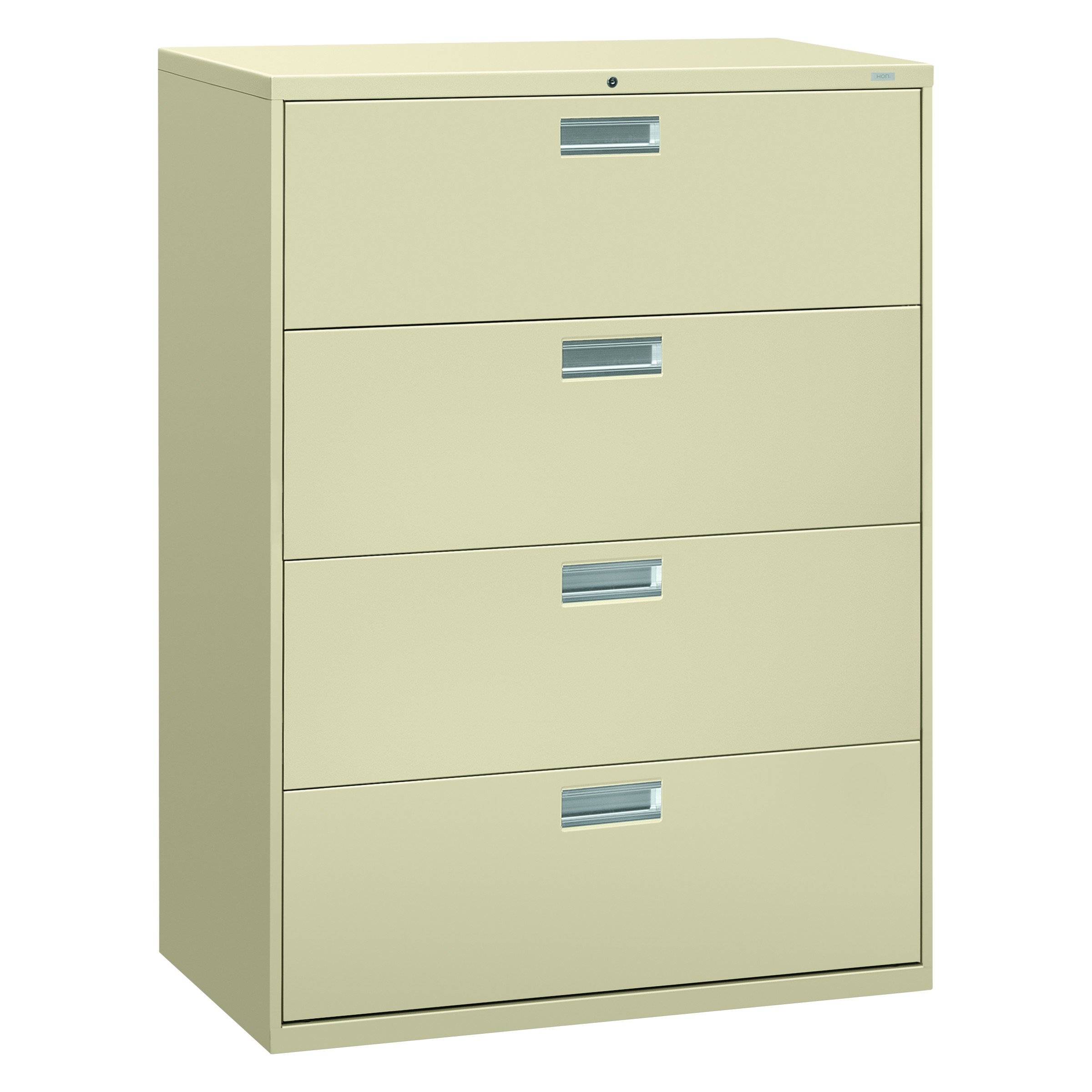 HON Brigade 600 Series Lateral File, 4 Legal/Letter-Size File Drawers, Putty, 42" X 18" X 52.5"