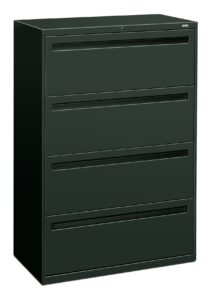 hon brigade 700 series lateral file, 4 legal/letter-size file drawers, charcoal, 36" x 18" x 52.5"
