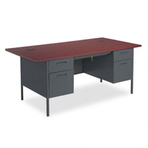 hon metro classic series 72 by 36 by 29-1/2-inch double pedestal desk, mahogany