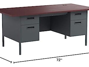 HON Metro Classic Series 72 by 36 by 29-1/2-Inch Double Pedestal Desk, Mahogany