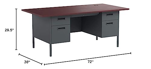 HON Metro Classic Series 72 by 36 by 29-1/2-Inch Double Pedestal Desk, Mahogany