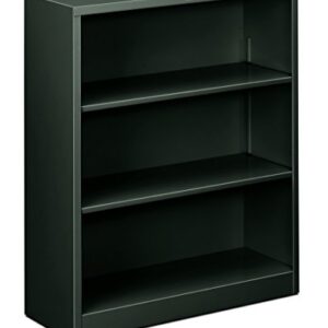HON Metal Bookcase - 3-Shelf Bookcase, 34-1/2w x 12-5/8d x 41h, Charcoal (HHS42ABC)