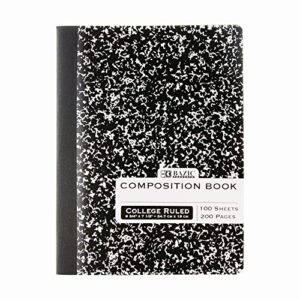 bazic products c/r 100 ct. black marble composition book (case of 48)