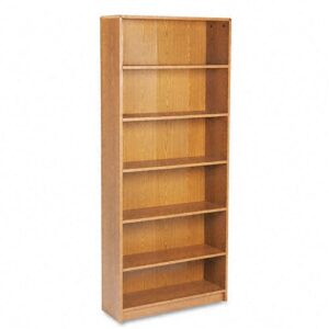 hon 1870 series bookcase, 6 shelves, 36 w by 11-1/2 d by 84 h, medium oak