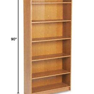 HON 1870 Series Bookcase, 6 Shelves, 36 W by 11-1/2 D by 84 H, Medium Oak