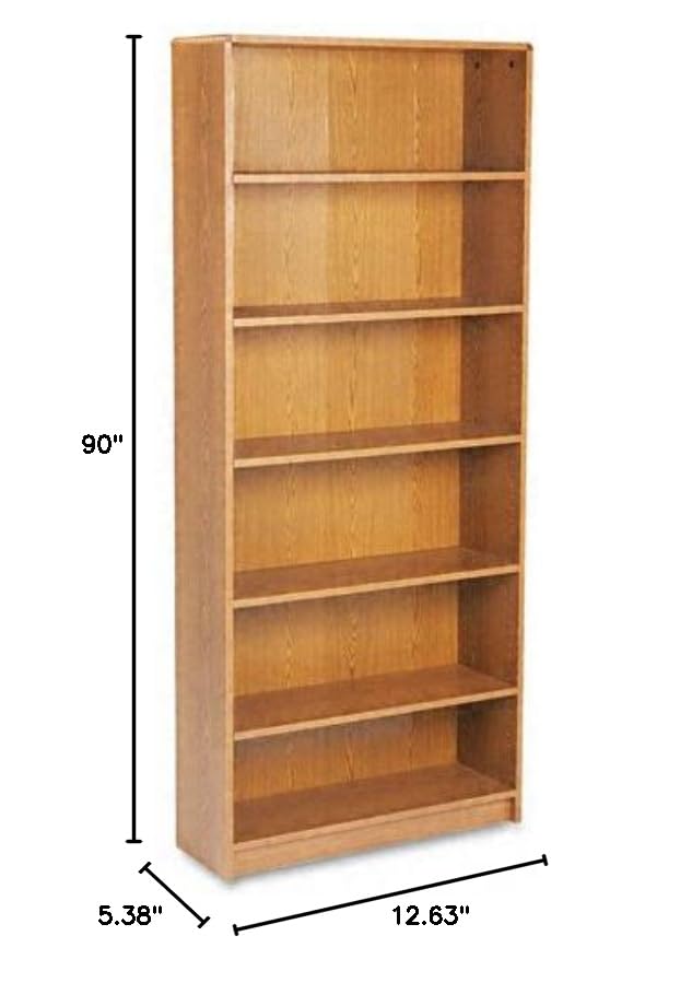 HON 1870 Series Bookcase, 6 Shelves, 36 W by 11-1/2 D by 84 H, Medium Oak