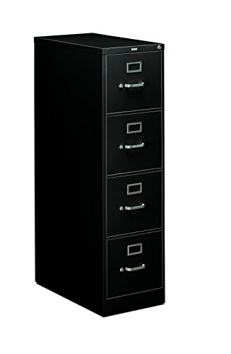 HON 4-Drawer Letter File - Full-Suspension Filing Cabinet, 26-1/2-Inch Black (310 Series - Model 314PP)