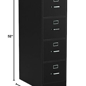 HON 4-Drawer Letter File - Full-Suspension Filing Cabinet, 26-1/2-Inch Black (310 Series - Model 314PP)