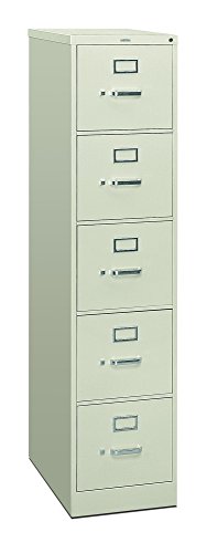 HON 310 Series Vertical File, 5 Letter-Size File Drawers, Light Gray, 15" X 26.5" X 60"