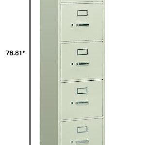 HON 310 Series Vertical File, 5 Letter-Size File Drawers, Light Gray, 15" X 26.5" X 60"