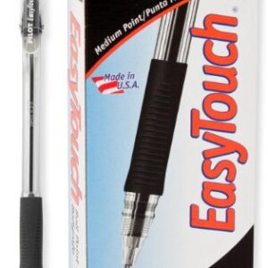 Pilot EasyTouch Ball Point Stick Pens, Medium Point, Black Ink, Dozen Box (32010)