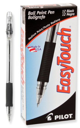 Pilot EasyTouch Ball Point Stick Pens, Medium Point, Black Ink, Dozen Box (32010)