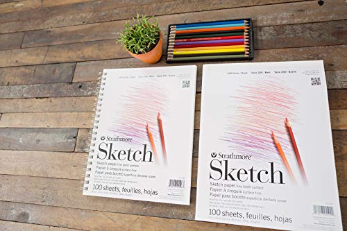 Strathmore 200 Series Sketchbook, Tape Bound Pad, 9x12 inches, 100 Sheets (50lb/74g) - Artist Paper for Adults and Students - Graphite, Charcoal, Pencil, Colored Pencil