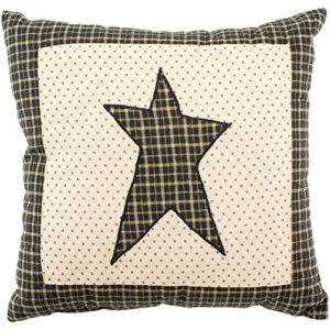 vhc brands kettle grove pillow star 10x10 country primitive bedding accessory, country black and creme