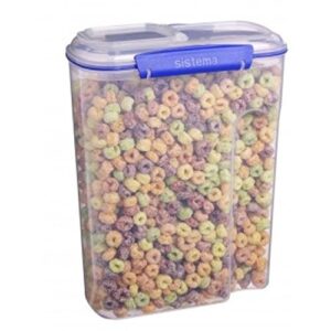 Sistema Cereal Food Storage Container with Flip Top Spout, Dishwasher Safe, 17.75-Cup, Clear/Blue