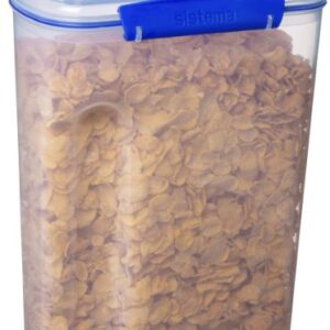 Sistema Cereal Food Storage Container with Flip Top Spout, Dishwasher Safe, 17.75-Cup, Clear/Blue