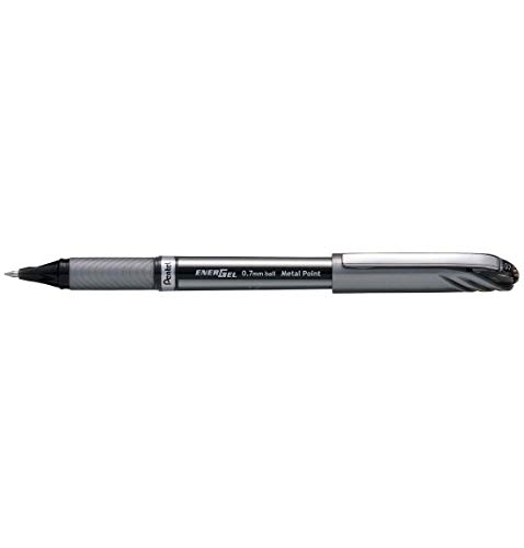 PENTEL EnerGel NV Liquid Gel Pen, .7mm, Gray Barrel, Black Ink (BL27A)