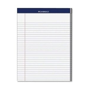 mead cambridge stiff-back pad, college ruled, 3 hole punched, 8.5 x 11 inches, white(59872)