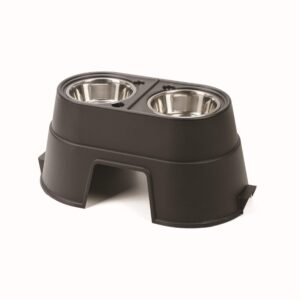 ourpets comfort diner elevated dog food dish (bowls available in 4 inches, 8 inches and 12 inches for large , medium and small dogs), black, 12-inch