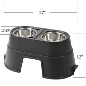 OurPets Comfort Diner Elevated Dog Food Dish (Bowls Available in 4 inches, 8 inches and 12 inches for Large , Medium and Small Dogs), Black, 12-inch