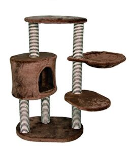trixie moriles brown cat tower with scratching posts, condo, hammock, padded platform, cream, medium (17 x 24 x 39 in.)