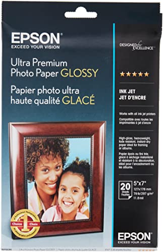 Epson Ultra Premium Photo Paper GLOSSY (5x7 Inches, 20 Sheets) (S041945)