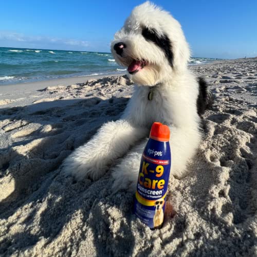 Epi-Pet K-9 Care Sunscreen, Paws to Tail Protection, Prevents Sunburns on Dogs and Horses, Sun Protector Spray, SPF 30+, Non-Greasy/Oily Solution – 3.5 oz