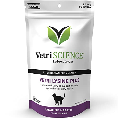 VetriScience Vetri Lysine Plus, Immune and Respiratory Support Vitamins for Cats, 120 Treat Like Chews