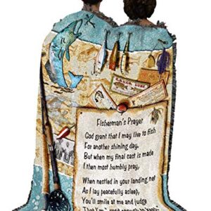 Pure Country Weavers Fisherman's Prayer Blanket - Religious Lake Lodge Cabin Gift Tapestry Throw Woven from Cotton - Made in The USA (72x54)