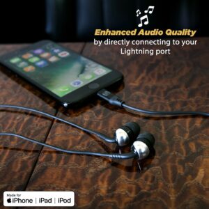 Scosche IDR301L Wired Earbuds for Apple Lightning Devices with Built-in Microphone and Remote, Black