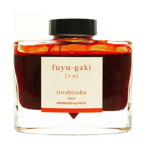 Pilot Iroshizuku Fountain Pen Ink - 50 ml Bottle - Fuyu-gaki Persimmon (Vermilion Red Orange) (Japan Import)