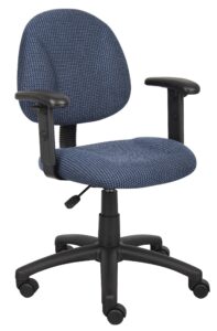 boss office products perfect posture delux fabric task chair with adjustable arms in blue