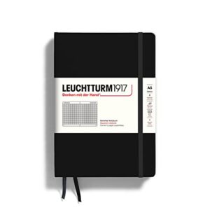leuchtturm1917 - notebook hardcover medium a5-251 numbered pages for writing and journaling (black, squared)