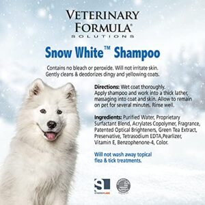 Veterinary Formula Solutions Snow White Shampoo for Dogs and Cats, 17 oz – Safely Remove Stains Without Bleach or Peroxide – Gently Cleanses, Deodorizes and Brightens White Coat – Fresh Scent