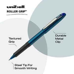 Uniball Roller Grip Pens, Micro Point (0.5mm), Blue, 12 Count