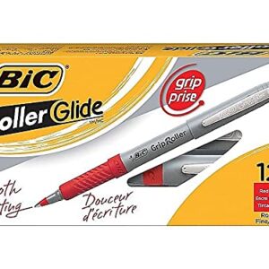 BIC Gre11rd Rollerball Pen, Fine Point, 0.7Mm, Red Ink